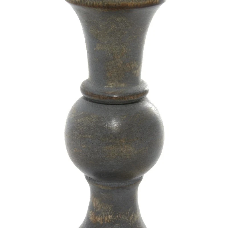 Set of 3 Dark Gray Wood Candle Holders Rustic Centerpiece Elegant Home Decor New - Imagem 4 de 4