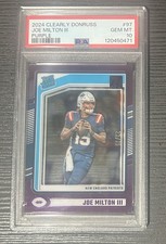2024 Panini Clearly Donruss Joe Milton III Rated Rookie Purple /75 RC POP 1