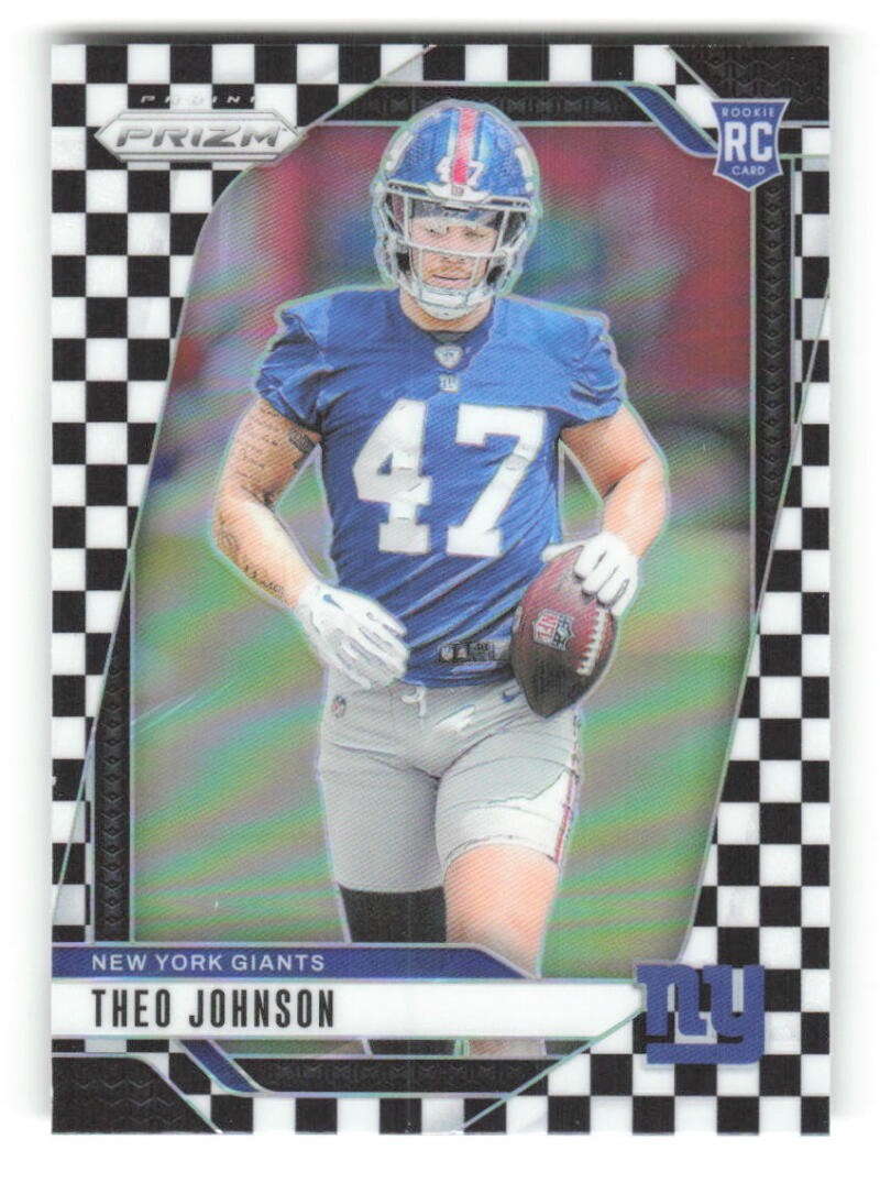 2024 Panini Prizm Black White Checker Prizm #390 Theo Johnson RC Rookie Giants