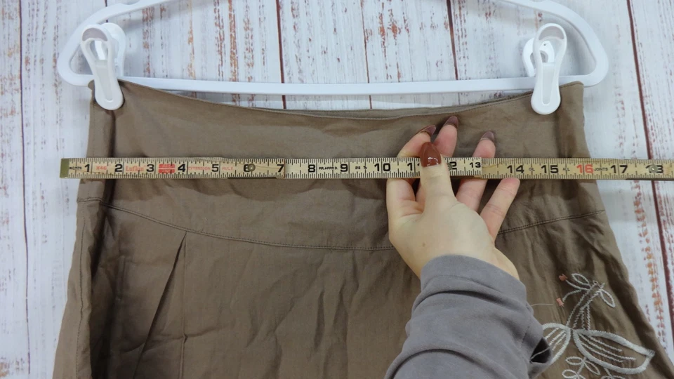 Merona 女式裙 Midi 花卉刺绣 6 码软木棕色棉 — 第 3/4 张图片