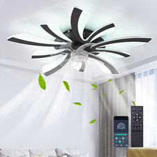 31 in Flush Mount Low Profile Modern Ceiling Fan w/ Light Remote APP Control