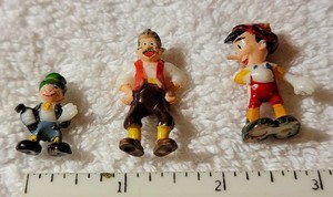 1960s Vintage Marx DISNEYKINS Lot of 3: Pinocchio, Geppeto & Jiminy Cricket RARE