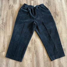 Alfred Dunner Pants Womens Black Corduroy Soft Pull-On Elastic Waist Pockets