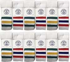 12 PK School Retro Striped Cotton Tube Socks Wholesale Sport Socks Kids 4-6 