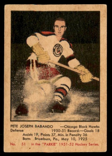 Pete Babando #51 1951 Parkhurst card