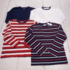 PLACE Shirt Kids 7-8Y Multicolor Long Sleeve Crewneck Basic Striped Solid Lot 4