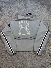 Under Armour Jacket Women Medium Run 96 Gray Micro Check Crop Full Zip NWT