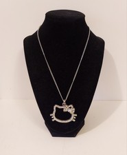 Silvertone Rhinestones Hello Kitty 18 Inch Necklace
