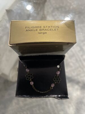 VINTAGE FILIGREE STATION ANKLET BRACELET AVON LARGE 1999 NEW IN BOX VHTF
