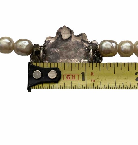 Vintage 925 Sterling Kofferanhänger Silber Kunstperlen Halsband Halskette Armband Mono 16" - Bild 10 von 24