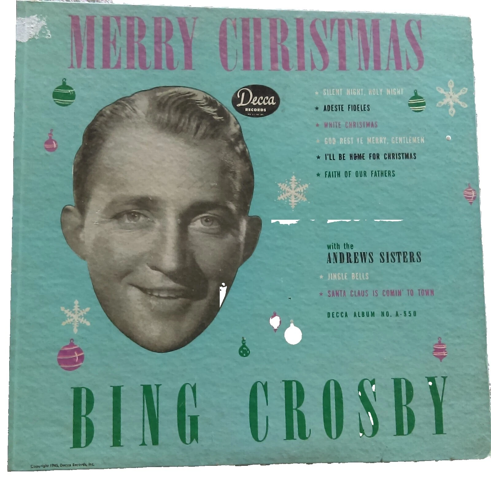 Bing Crosby 78 RPM Holiday Vinyl Records
