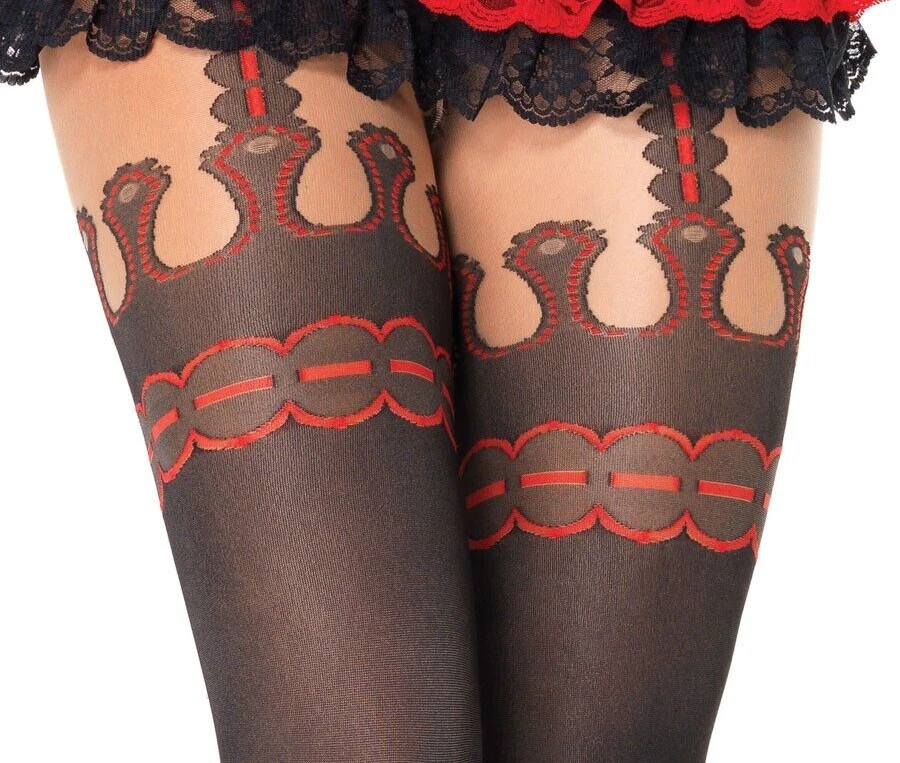 Medias transparentes de diseño de pantimedias de carpa con liguero sintético Leg Avenue O/S nuevas con etiquetas Foto 3 de 3