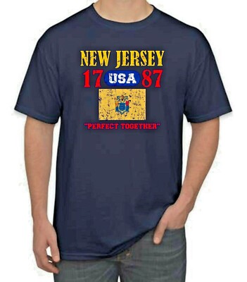 NEW JERSEY DISTRESSED PERFECT 1787  VINYL PRINT SHIRT OR SWEATSHIRT