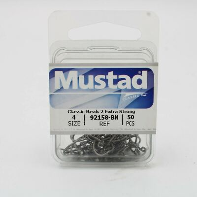 #ad Mustad Beak Hook 92158 BN 4 50 Sz 4 Black Nickel 50 Pack $9.99