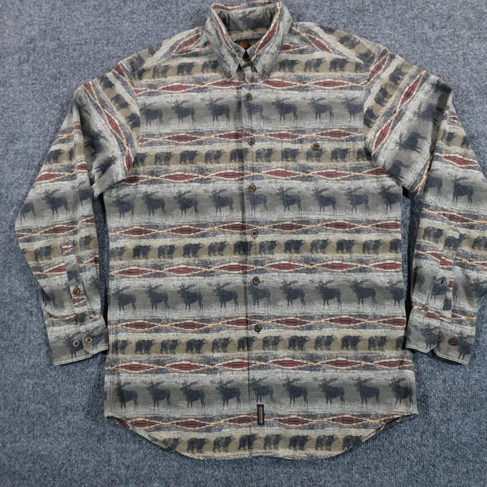 Vintage Woolrich Shirt Men M Elk Bear Animal Southwest Flannel Chamois 12426 - Image 3 of 4