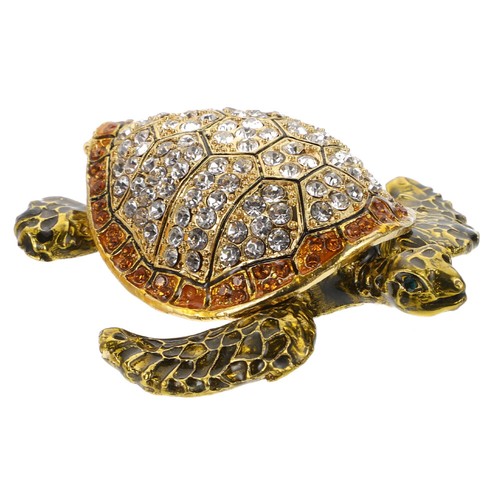 Sparkling Jeweled Turtle Trinket Box - Hand Painted Jewelry Holder