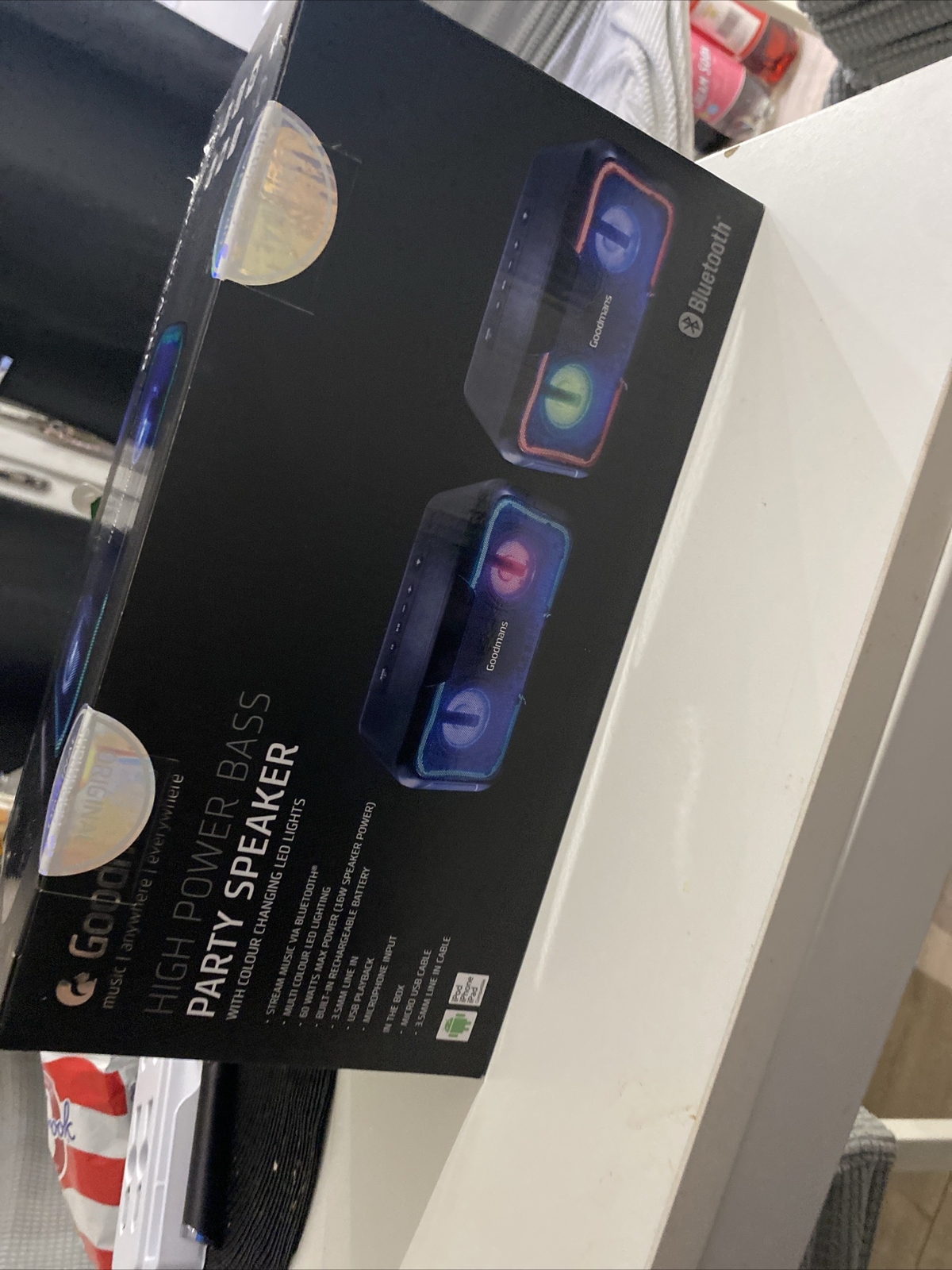 60W Goodmans High Power Bass Bluetooth Party Speaker LEDs USB Play