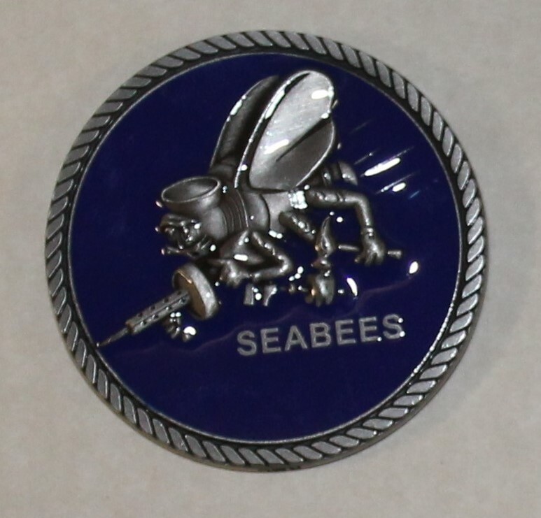 US Navy Seabee CB Equipment Operator EO Blue Enamel Navy