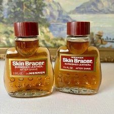 2x Vintage Skin Bracer MENNEN Burnished Leather After Shave 1.5 oz NEW Old Stock