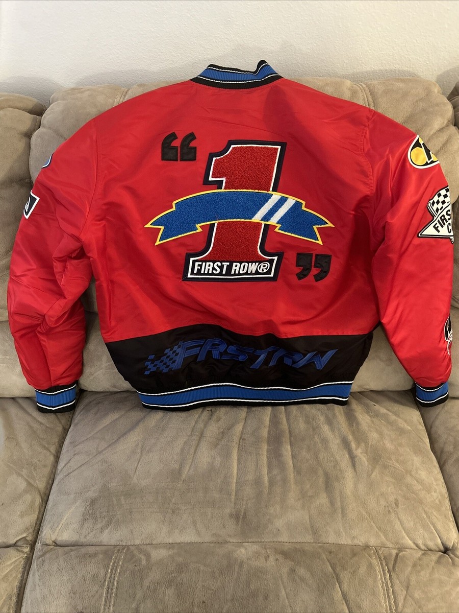FIRST ROW (MEN'S RACINGEMBROIDERED PATCHEDVARSITY JACKET) | eBay