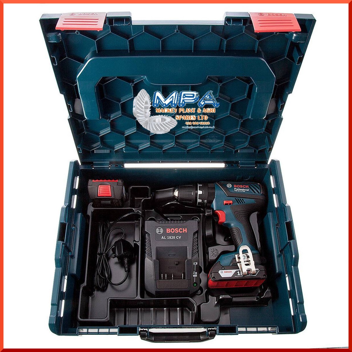 BOSCH 18v CORDLESS COMBI DRILL, 2 x 2Ah Li BATTERIES IN CARRY CASE
