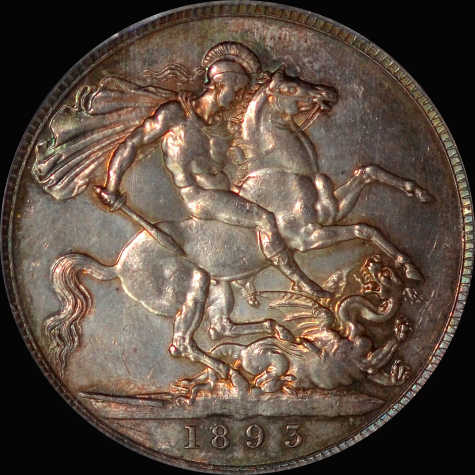 ICG MS62 1893 Great Britain Queen Victoria Crown - toned - Image 3 of 4