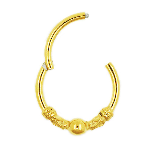 1,2mm Vintage Stil Clicker Segment Ring mit Scharnier Septum Ohr Piercing Gold - Bild 10 von 12