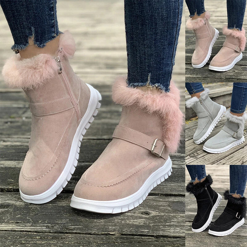 Fur top booties women