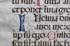 MEDIEVAL LATIN PARCHMENT MANUSCRIPT, WITH LARGE INITIAL, CIRCA 1560