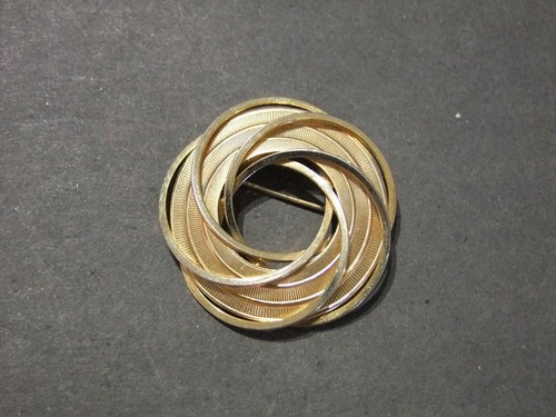 Yellow Metal Costume Brooch with Multi-Circular Design CLEARANCE