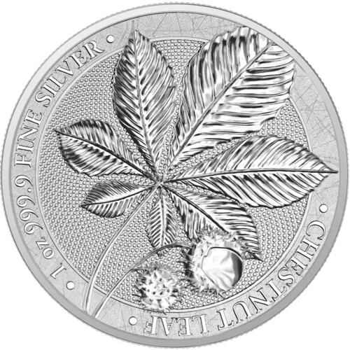 2021 Deutschland Kastanienblatt - 1oz 0,9999 Feinsilbermünze - 5 Mark mit COA - Bild 1 von 4