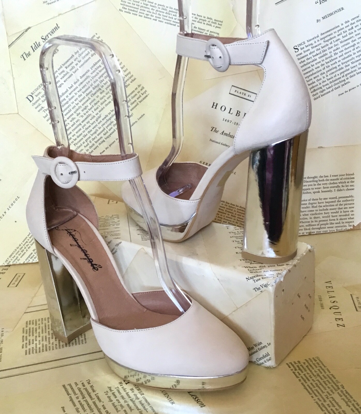 Туфли Free People на платформе каблуке Mix - Mingle Bone серебристая кожа с металликом 39 НОВИНКА 19490₽