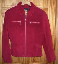 Vintage G3 Red Suede Leather Jacket W/ Silver Hardware, Women's Coat, Med. G-iii