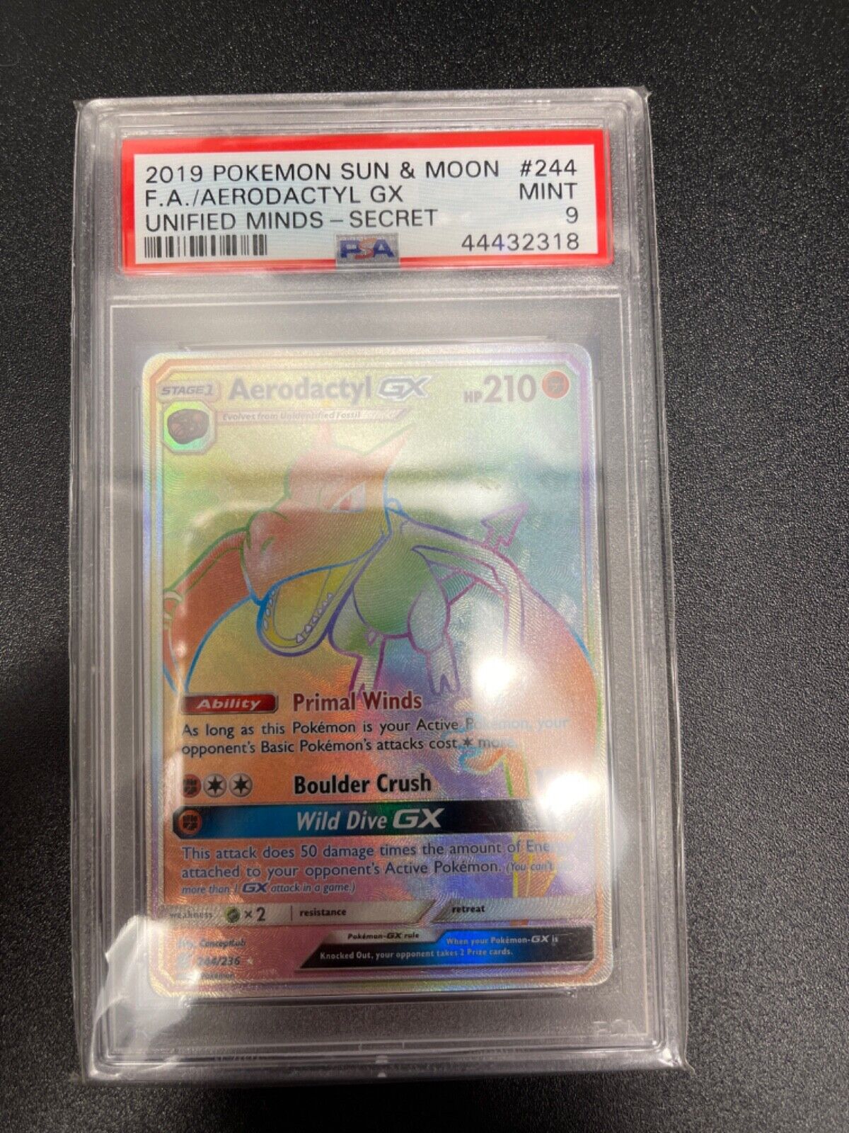 PSA 10 GEM MINT Aerodactyl GX Secret 244/236 - Pokemon