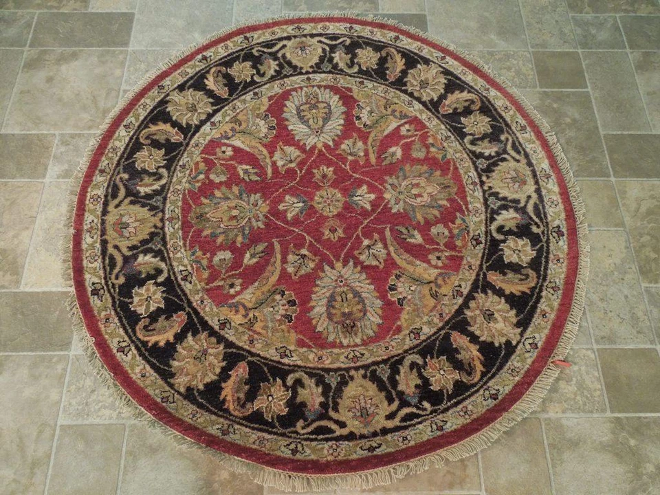 4x4' Red Vegetable Dyed Chobi Round Rug 73686 - Image 3 of 4