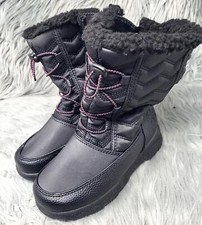 Totes Girls Quilted Waterproof Snow Boots Cold Weather Black 13M US Winter