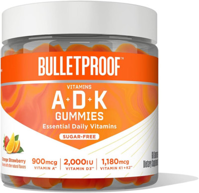 Sugar-Free Orange Strawberry Vitamins A+D+K Gummies, 60 Count, Keto Supplemen...