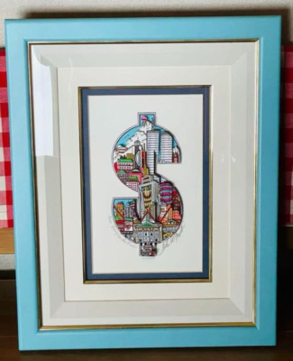 Charles Fazzino More Bang for the Buck 3D Art Twice Signed Limited 214 of 400