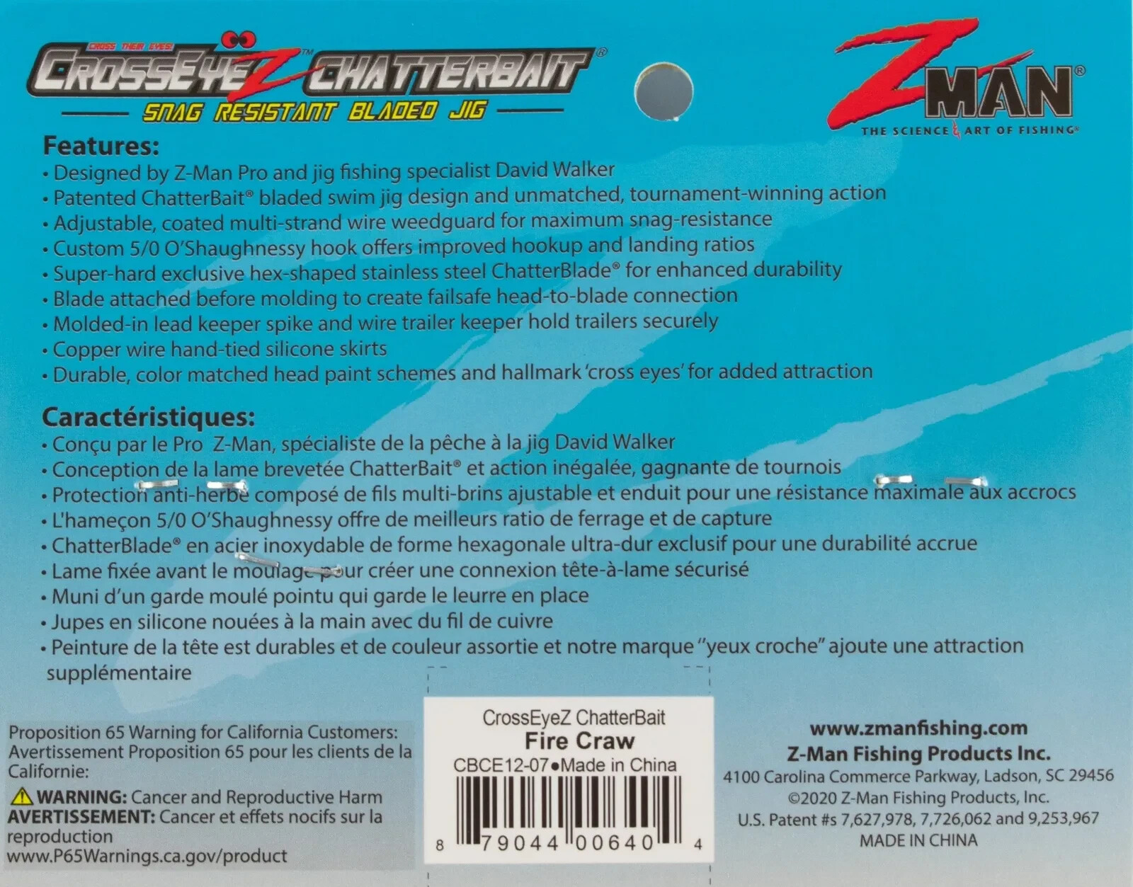 3    Z-MAN CROSSEYEZ CHATTERBAIT 1/2OZ CBCE12-07 FIRE CRAW - Image 2