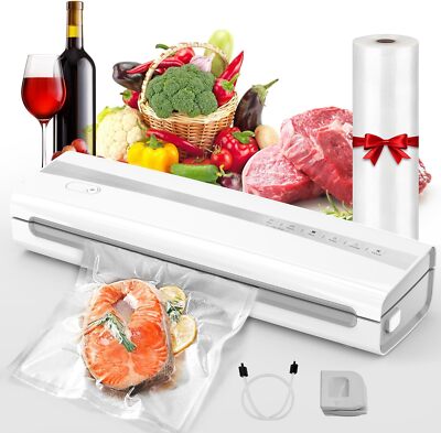 Compact Full Automatic Food Sealer With Vacuum Sealer Rolls for Food Air Sealing