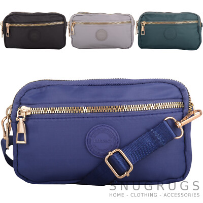 Kleine Damen-Schultertasche aus Polyester mit mehreren Fächern abnehmbarer Riemen