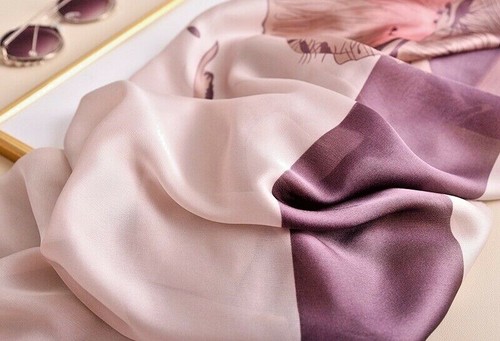 Floral Silk Scarves 180x90cm Long Shawl Fashion Wraps Neck Head Scarves Flower - Picture 30 of 37