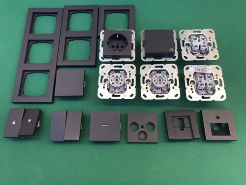 GIRA System 55 E2 Steckdose Schalter / Wippe / Rahmen Anthrazit nach Wahl NEU - Bild 1 von 53