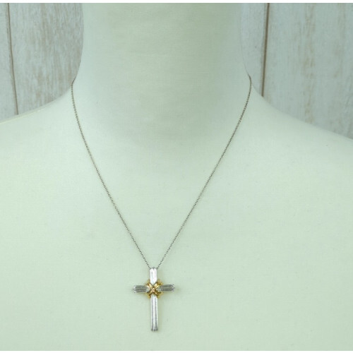 Tiffany & Co. Cross Necklace Silver 925 Gold 750,Signature