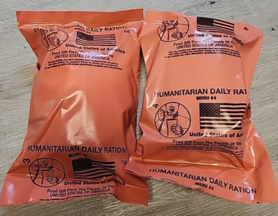 Lot of 2 MRE Meals Ready to Eat Humanitarian Daily Rations 12/2023 Inspection