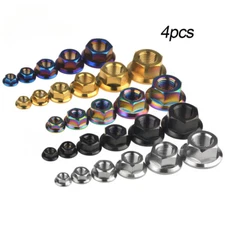 4pcs Titanium Hex Nuts Flange Nut Grade 5 Ti-6Al-4V M5 M6 M8 M10 Bolt Fastener