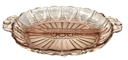 Pink Depression Glass Divided Relish Dish Anchor Hocking Oyster & Pearl 12"