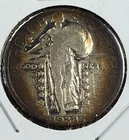 1928 25c Standing Liberty Silver Quarter Coin Circulated Neat Toning Toner