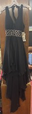 NWT “BEE DARLIN” FORMAL PROM DRESS WOMEN’S 7/8 black w/silver beads FLOWING SEXY