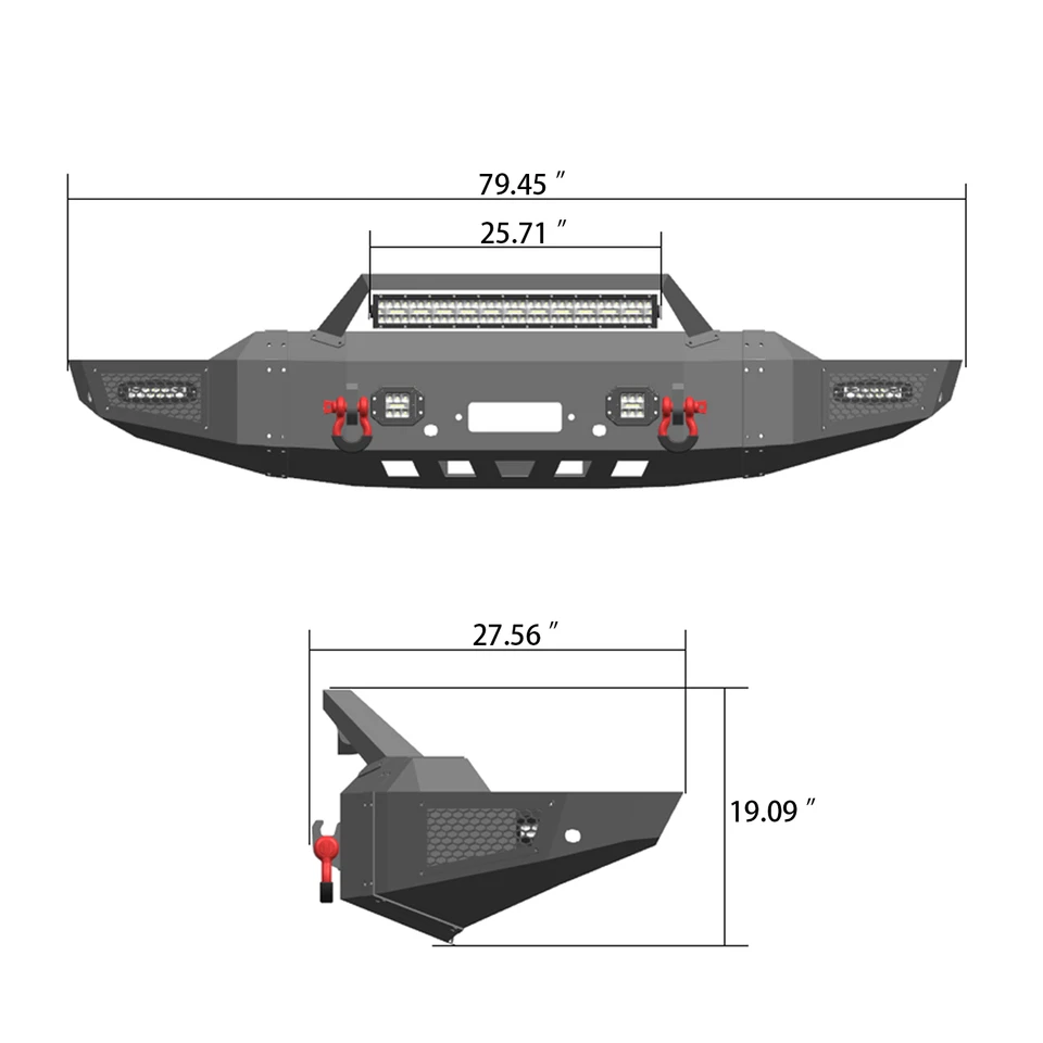 Vijay For 2020-2023 Chevy Silverado 2500/3500 Front/Rear Bumper With Winch Plate - Image 4 of 4